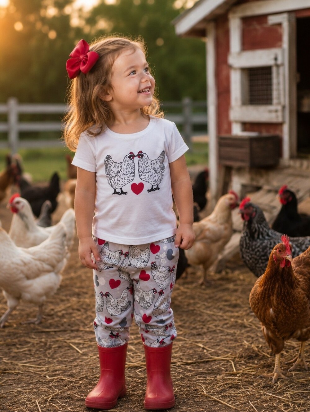 Boutique Chicken Outfit With Short Sleeve Tee & Matching Joggers Size 3T NWOT